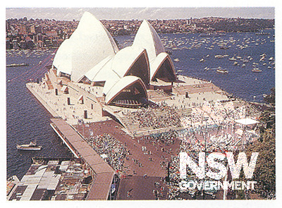 Sydney Opera House on its opening day, 20 October 1973.