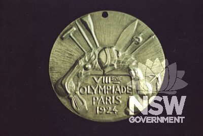 Silver medal won by Swimmer Andrew 'Boy' Charlton at the 1924 Paris Olympics.