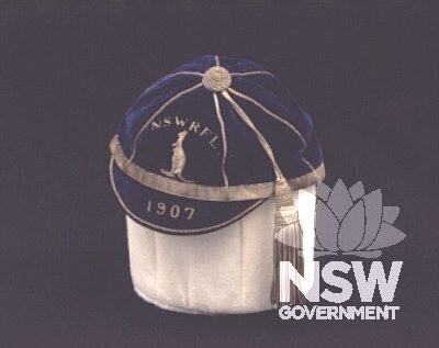 Honour cap worn by a member of the 1907 rugby league team - the first rugby league team in Australia.