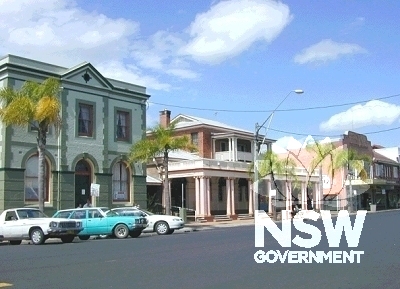 View looking northeast along Barker Street of Casino Post Office between the former Bank building to the left and later shopfronts.