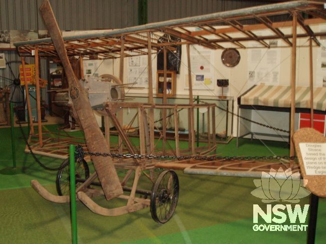 Douglas Sloane's home-made aeroplane, dating fomr 1912, held at Mulwalla Museum