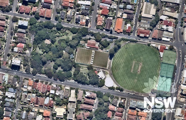 Ivanhoe Park (Including Manly Oval) cultural landscape - aerial view