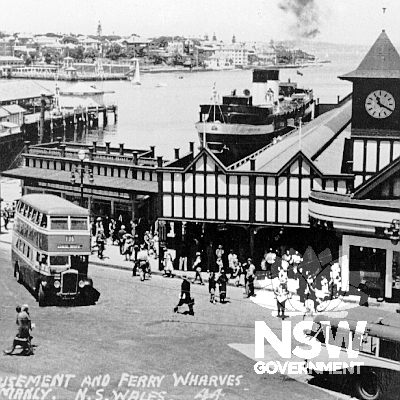 The amusement and ferry wharves at Manly, 1939, with South Steyne.