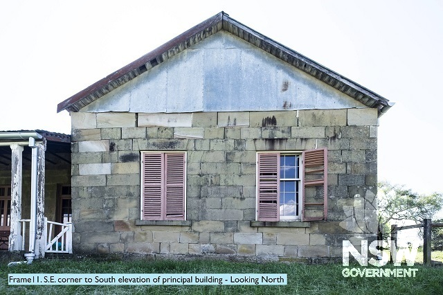 South East corner to South elevation of principal building.