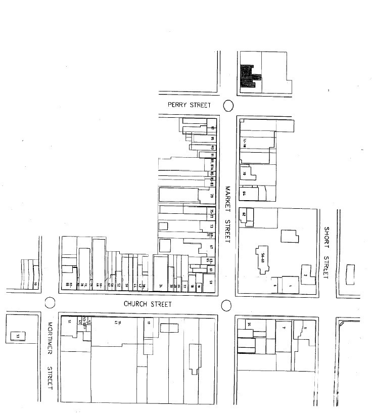 Location Plan showing the Mudgee Post Office and Quarters at the corner of Market and Perry Streets.