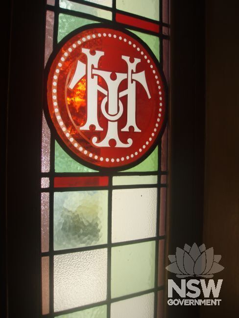 Detail of Trades Hall stained glass work