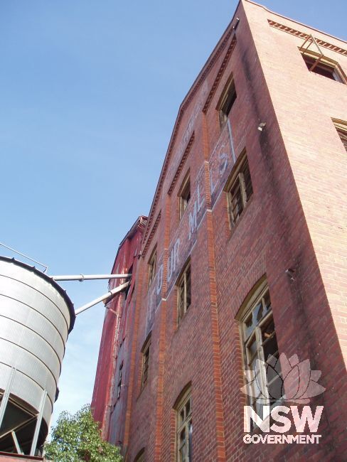 Façade and historic lettering on Corowa Flour Mill