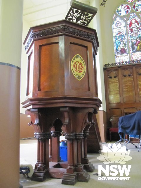 Pulpit donated by Rev Bull.