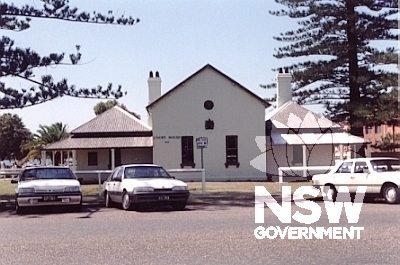 View of Courthouse.  The building was designed by James Burnet and the builder chosen for the task was Butler and Bourne of Port Macquarie who bid 875 pounds.