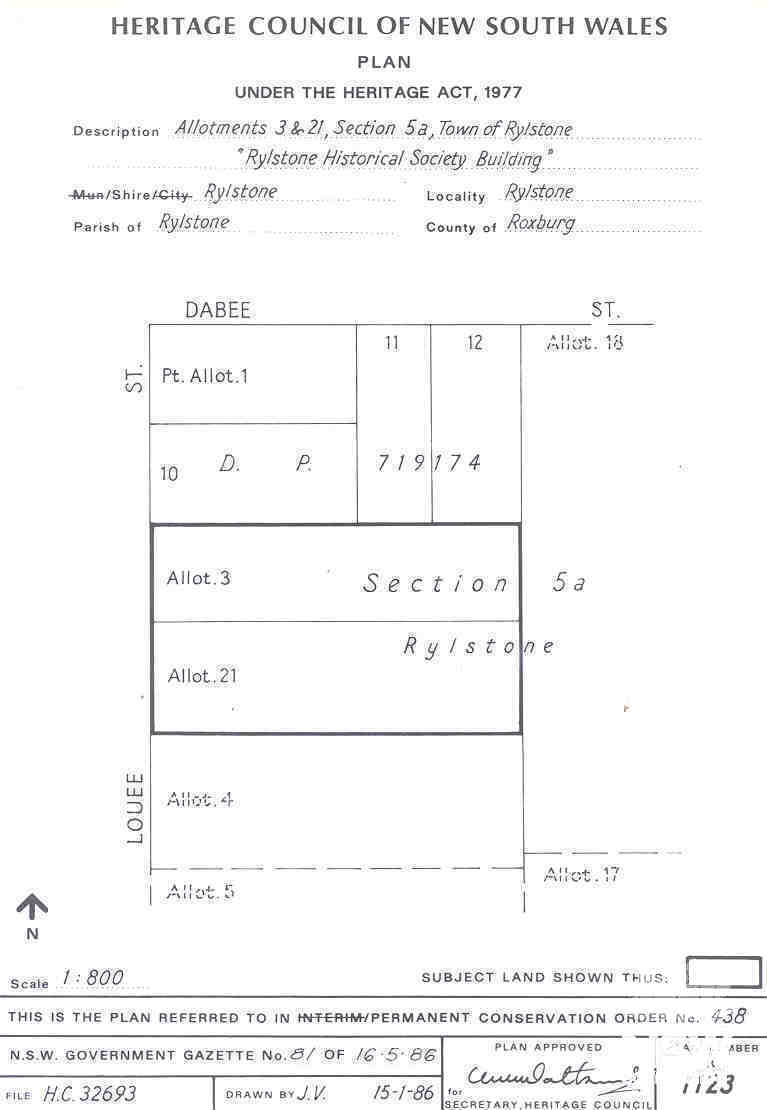 SHR curtilage boundary map for the Bridge View Inn, Rylstone