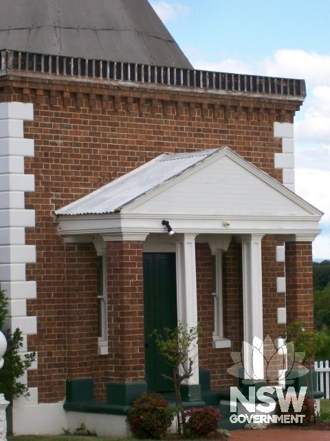 Tebbutt's Observatory classical pediment over a porch.