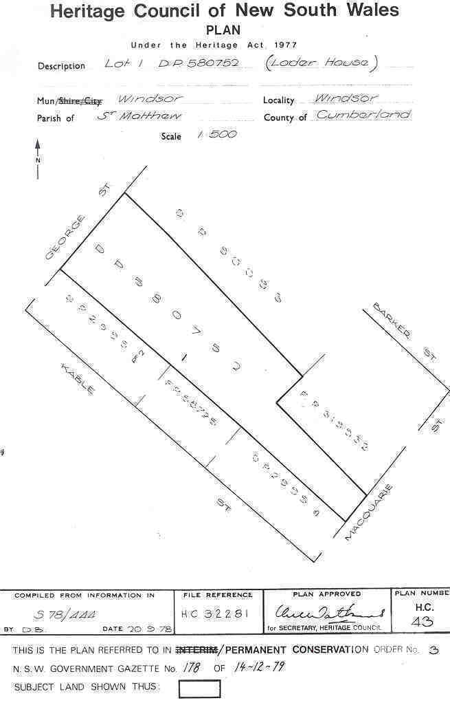 Curtilage Map for Loder House, from former PCO 3 (Heritage Council Plan 43).