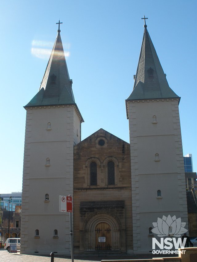 Taken from Hunter Street, looking east. St John's Cathedral, 1819 towers.