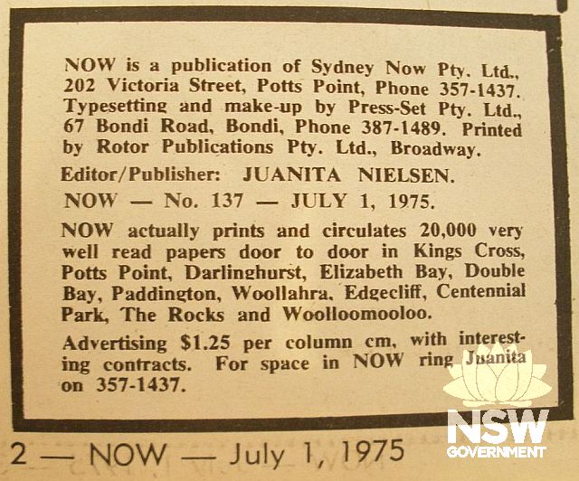 Extract from the last edition of NOW newspaper, published 3 days before Nielsen's disappearance and death.