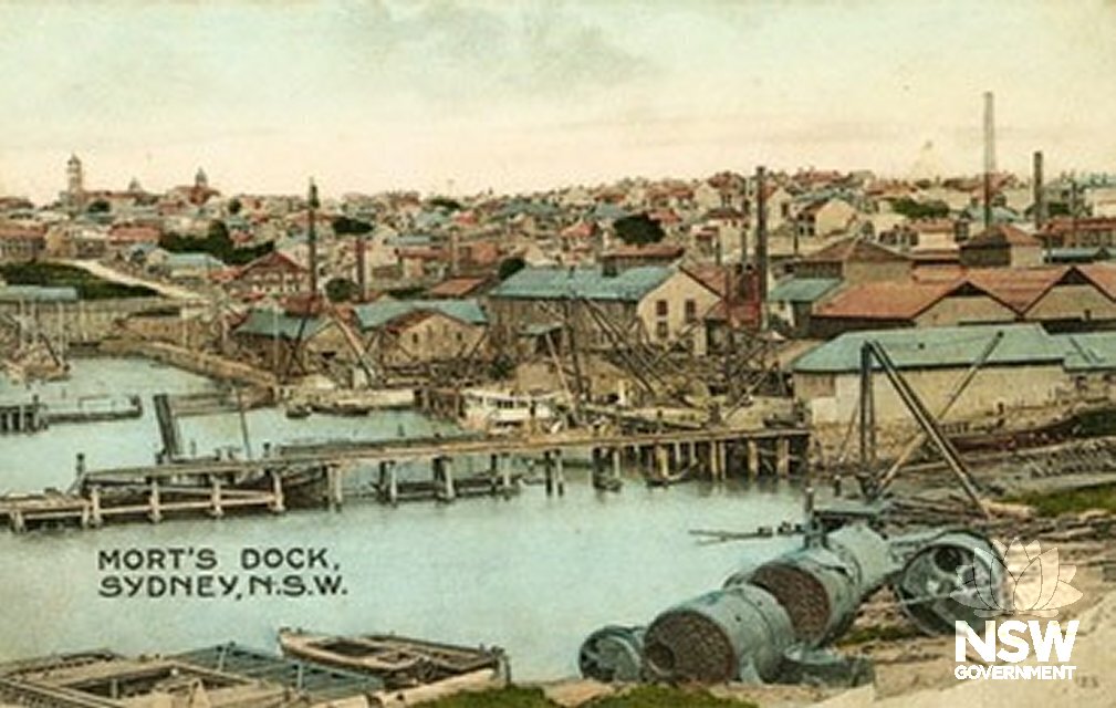 Postcard of Mort's Dock circa 1900.