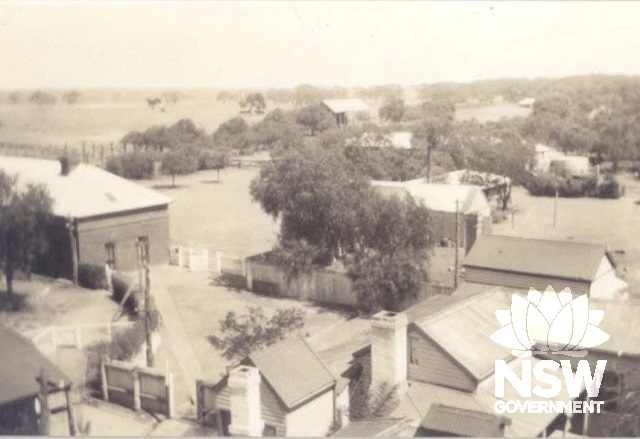 The Yanko Station Store (top left), northern elevation from roof of old homestead prior to the veranda addition (Source: Hugh and Heather Cameron)