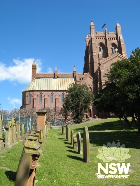 Warriors' Chapel & tower with headstones in foreground