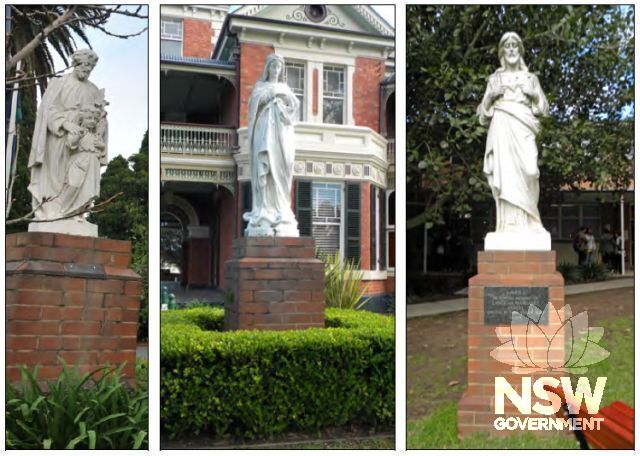 Left: Statue of St. Joseph of the Child Jesus. Middle: Mary - The Immaculate Conception. Right: Statue of the Sacred Heart of Jesus, From Weir Phillips HIS, 2011.