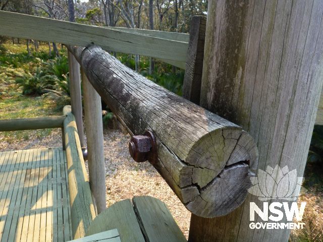 Baronda - detail of log construction on verandah