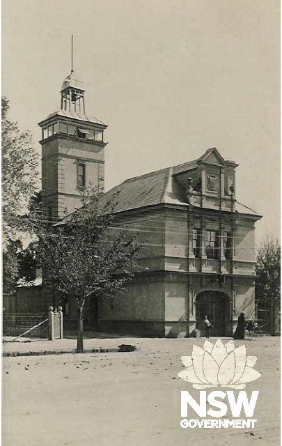 Original 1887 Bathurst Fire Station, observation tower and bell. Circa 1891