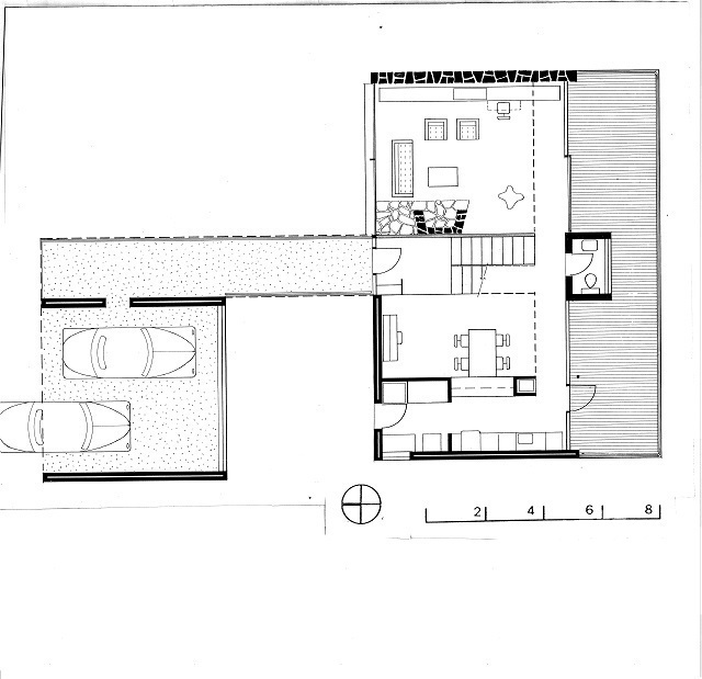 Upper level plan, presentation drawing, c 1954