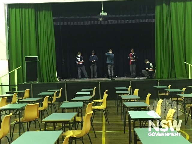 Ku ring gai Creative Arts High Schol Multipurpose Hall Binishell - stage area with original curtains