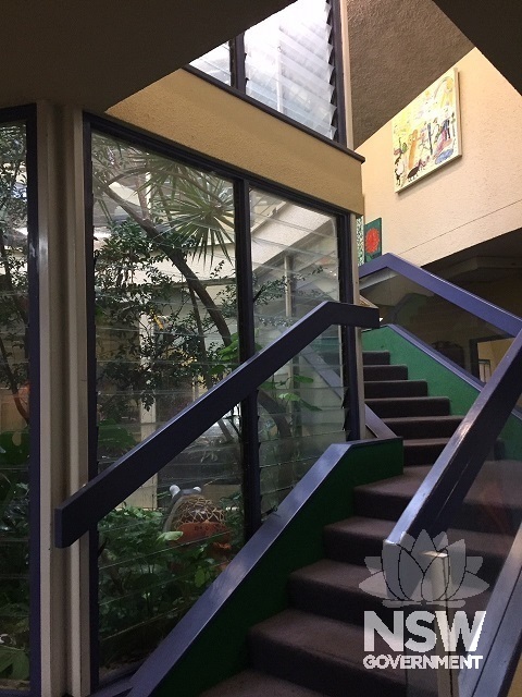 Narrabeen North Public School Administration Binishell - Stairs around Atrium to Mezzanine