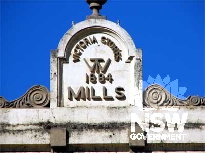 Tremain's Mill & Silo's emblem on parapet.