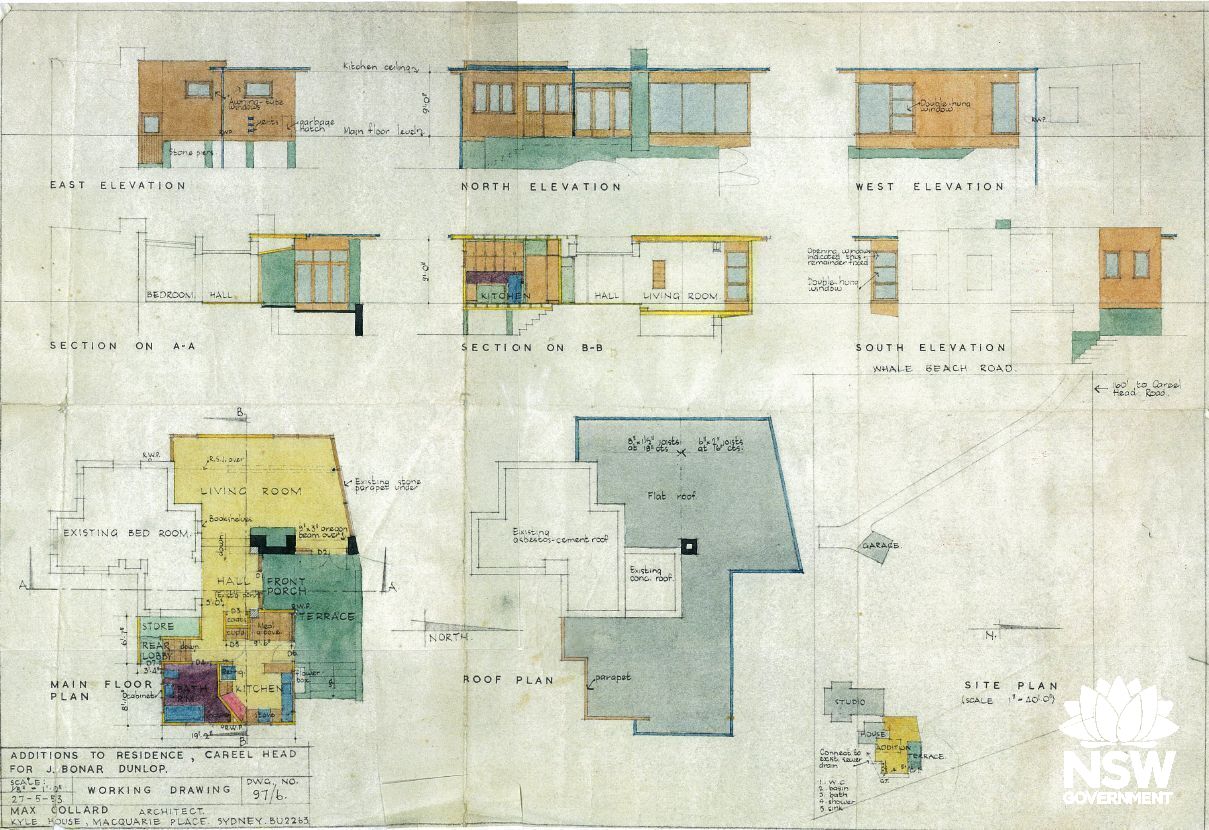 Max Collard's 1953 drawings for the modern extension to Loggan Rock.