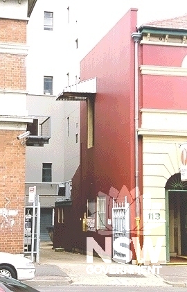 Eastern elevation and side lane of Redfern Post Office looking south.