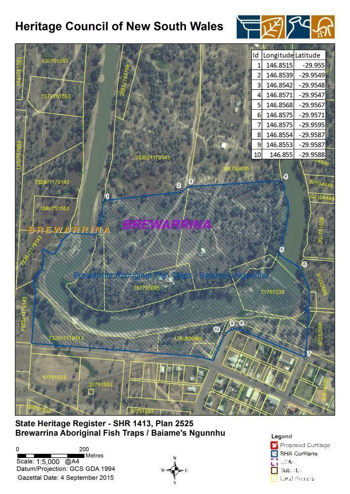 SHR Plan 1413  SHR curtilage map for Brewarrina Fish Traps/ Baiame's Ngunnhu with extended curtilage gazetted 4 September 2015