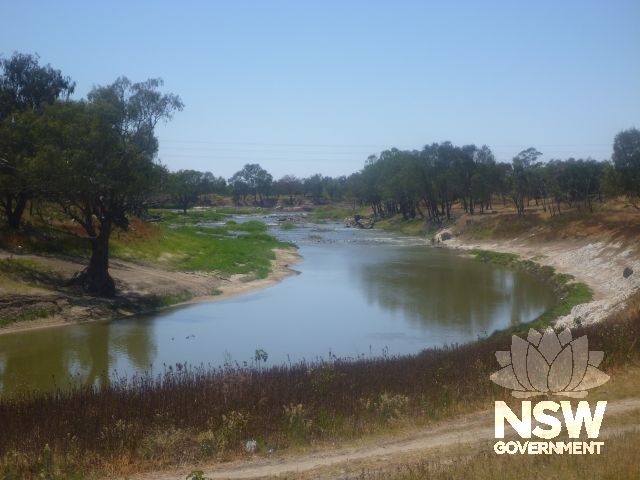 View towards the fish traps and weir from ochre beds (seen on right)