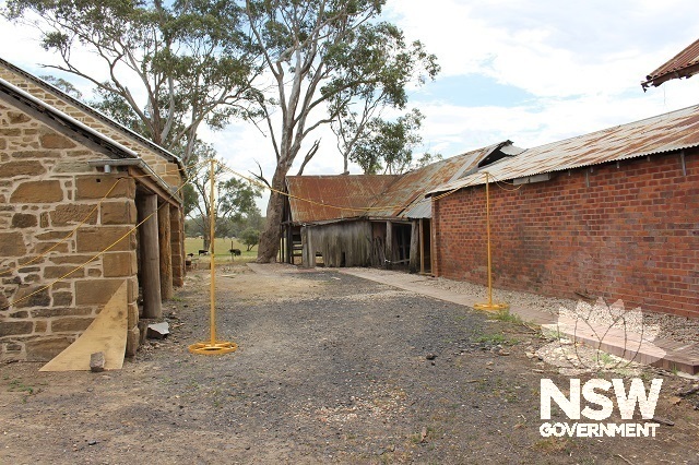 Maryland dairy precinct with stables (left), machinery shed, milking shed & tool shed (centre to right)
