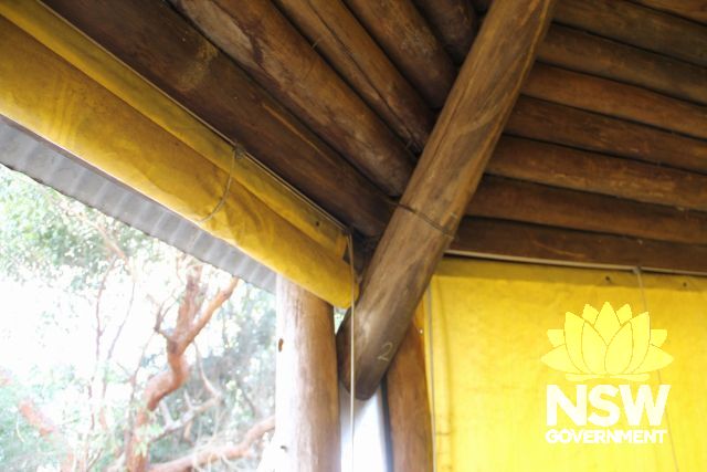 Interior of the Barn, showing detail where ceiling meets wall opening.