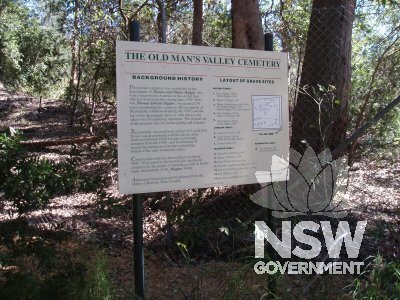 Old Man's Valley Cemetery sign