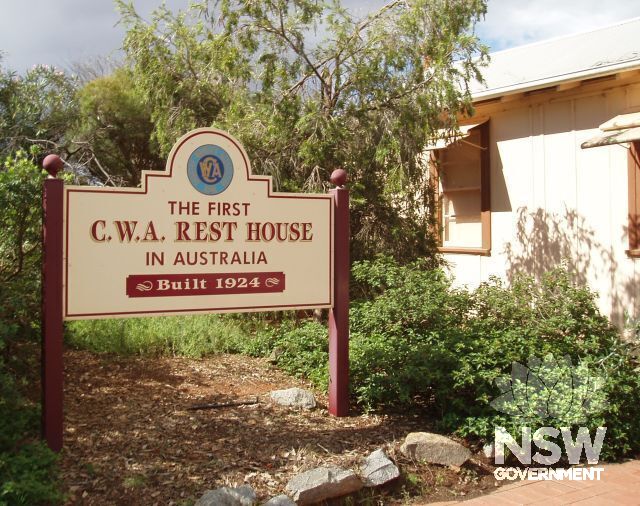 Sign outside CWA Rest House Barellan has been there for 20 years proclaiming this is the oldest CWA Rest House in Australia