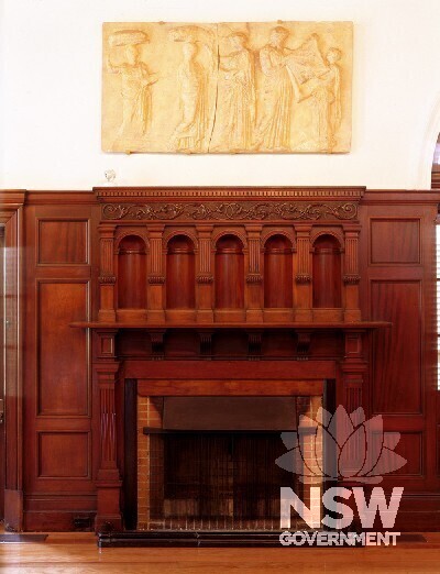 Women's College within the University of Sydney: relief over fireplace in Common Room