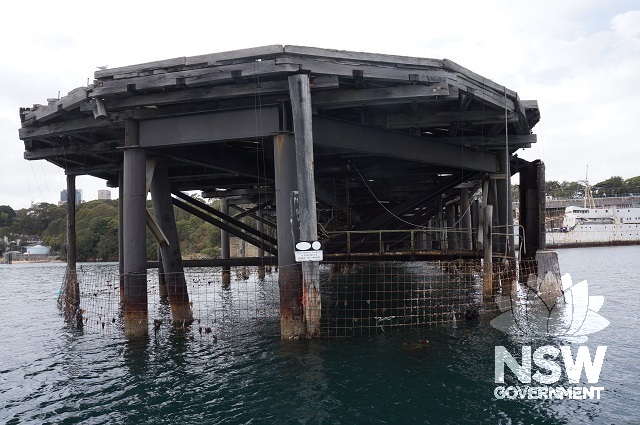 Seaward end of the Balls Head Coal Loader Wharf showing steel substructure pier