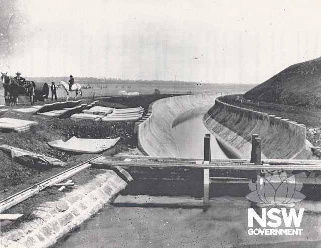 Relining of the Lower Canal 1902-12 with precast Monier reinforced concretes plates laid over the existing masonry construction  (Higginbotham et al, Heritage Study 1992, p. 58)