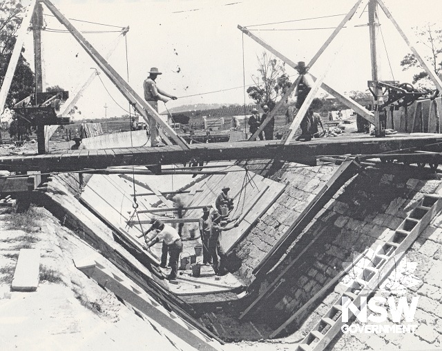Relining of the Lower Canal 1902-12 with precast Monier reinforced concretes plates laid over the existing masonry construction  (Higginbotham et al, Heritage Study 1992, p. 57)