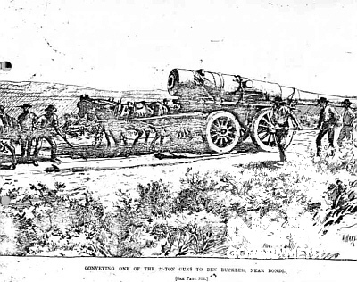 1893 sketch of gun transport from Victoria Barracks to Ben Buckler. Sydney Mail 22 April 1893.