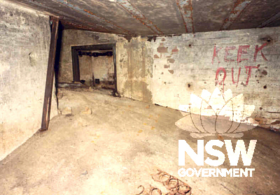 Internal view of chambers during 1984 unapproved excavation by Waterboard Authority. Copy photo supplied by Robert Dick.