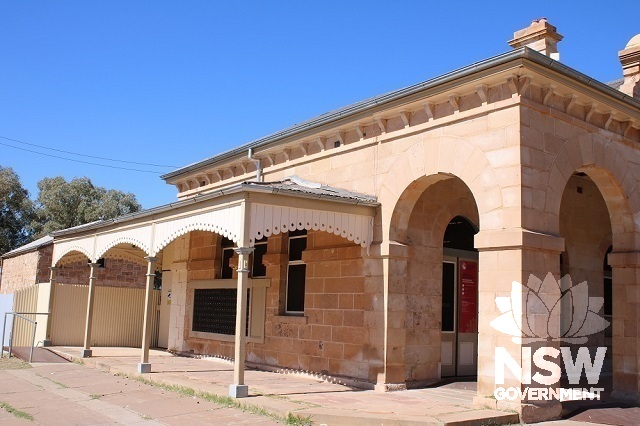 Post office north elevation showing front entrance, side verandah and post boxes