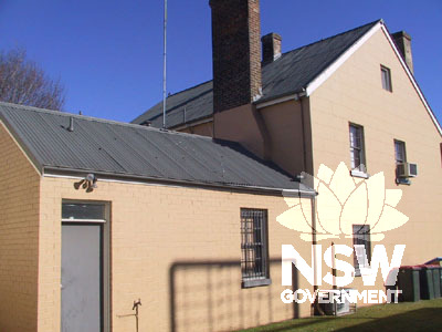 North facade showing original building and rear addition
