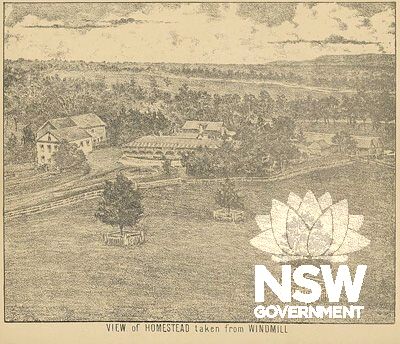 View of Homestead faken from Windmill - from Sales catalogue, Mount Gilead  : the property of Edmund B. Woodhouse, Esq.