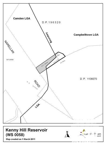 Kenny Hill Reservoir (WS 0058)   - listed curtilage (NB: Part of the Reservoir Reserve is within Camden LGA and not within the listed area.) The views to and from the reservoir contribute to its heritage significance.