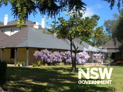 Denham Court house: rear (west)  elevation, kitchen to right