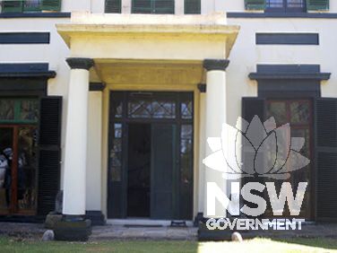 Denham Court house: front  elevation, portico