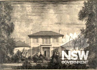 1916 Hardy Wilson etching of Denham Court, held at the National Library (Ref nla.pic-an2723147)