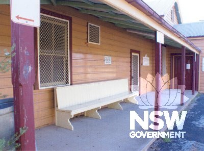 Molong Railway Station - Western side. Note: timber post condition. Typical.